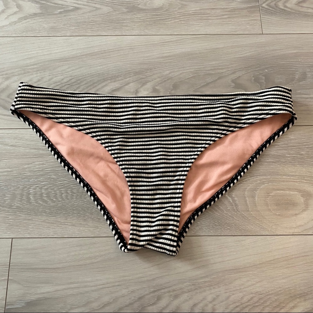 Black / White striped bikini bottom